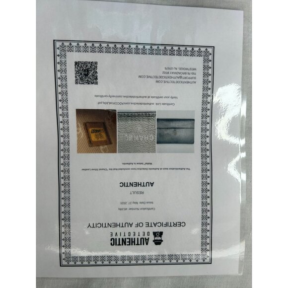 Chanel Metallic Grey Leather Long Wallet with CC Logo COA - Picture 16 of 16